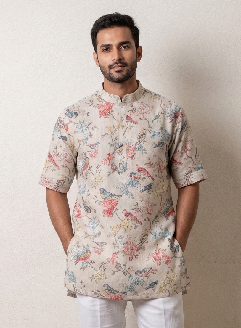 MLS PRINTED SHORT KURTA H/S