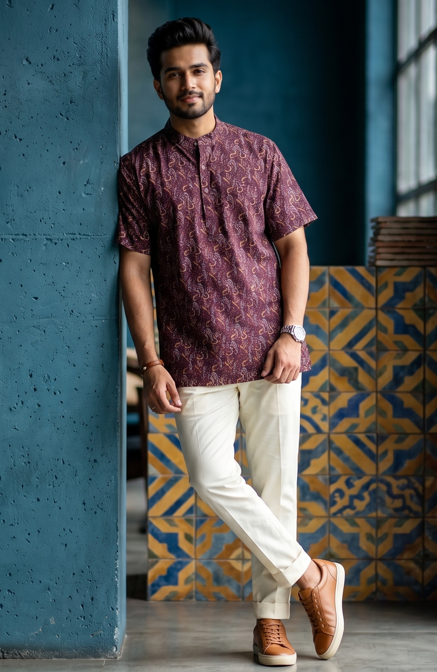 MLS PRINTED SHORT KURTA H/S