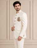 Japanese Suiting Embroidered Jodhpuri Suit 2Pc Nawab