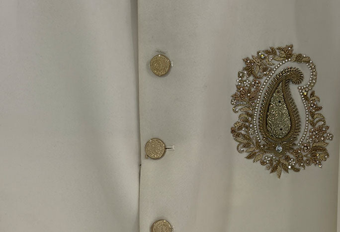Japanese Suiting Embroidered Jodhpuri Suit 2Pc Nawab