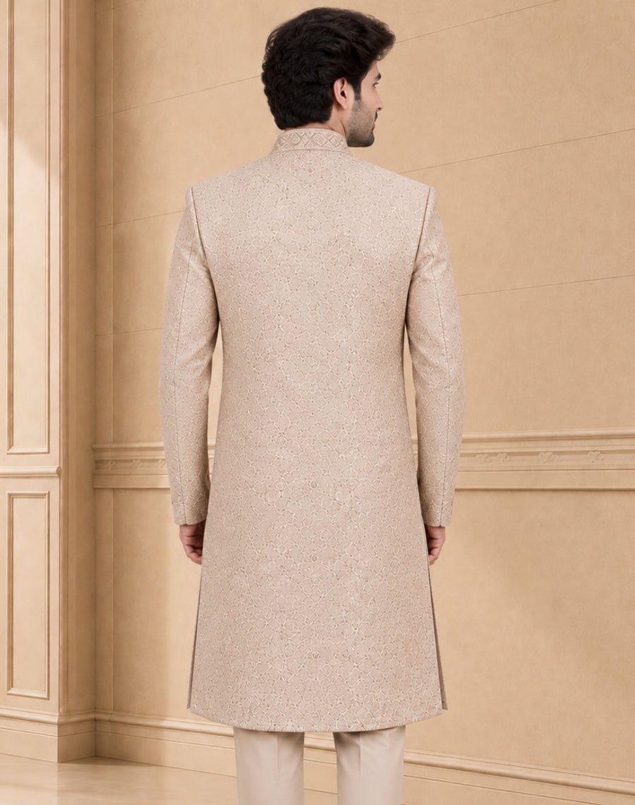 Jacquard Self Textured Indo Western 2Pc Diwaan