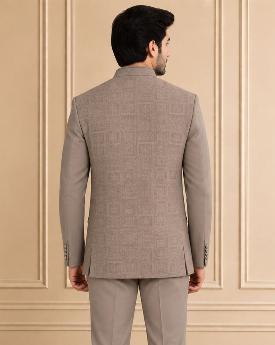 Japanese Jaquard Self Textured Jodhpuri Suit 3Pc Samrat