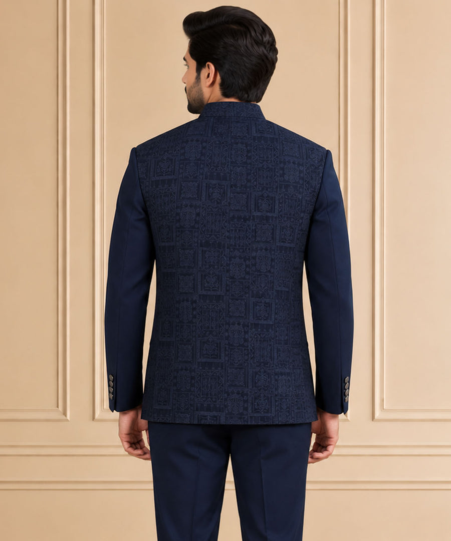 Japanese Jaquard Self Textured Jodhpuri Suit 3Pc Samrat
