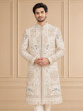 Silk Blend Embroidered Sherwani 2Pc Manohar