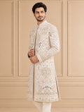 Silk Blend Embroidered Sherwani 2Pc Manohar