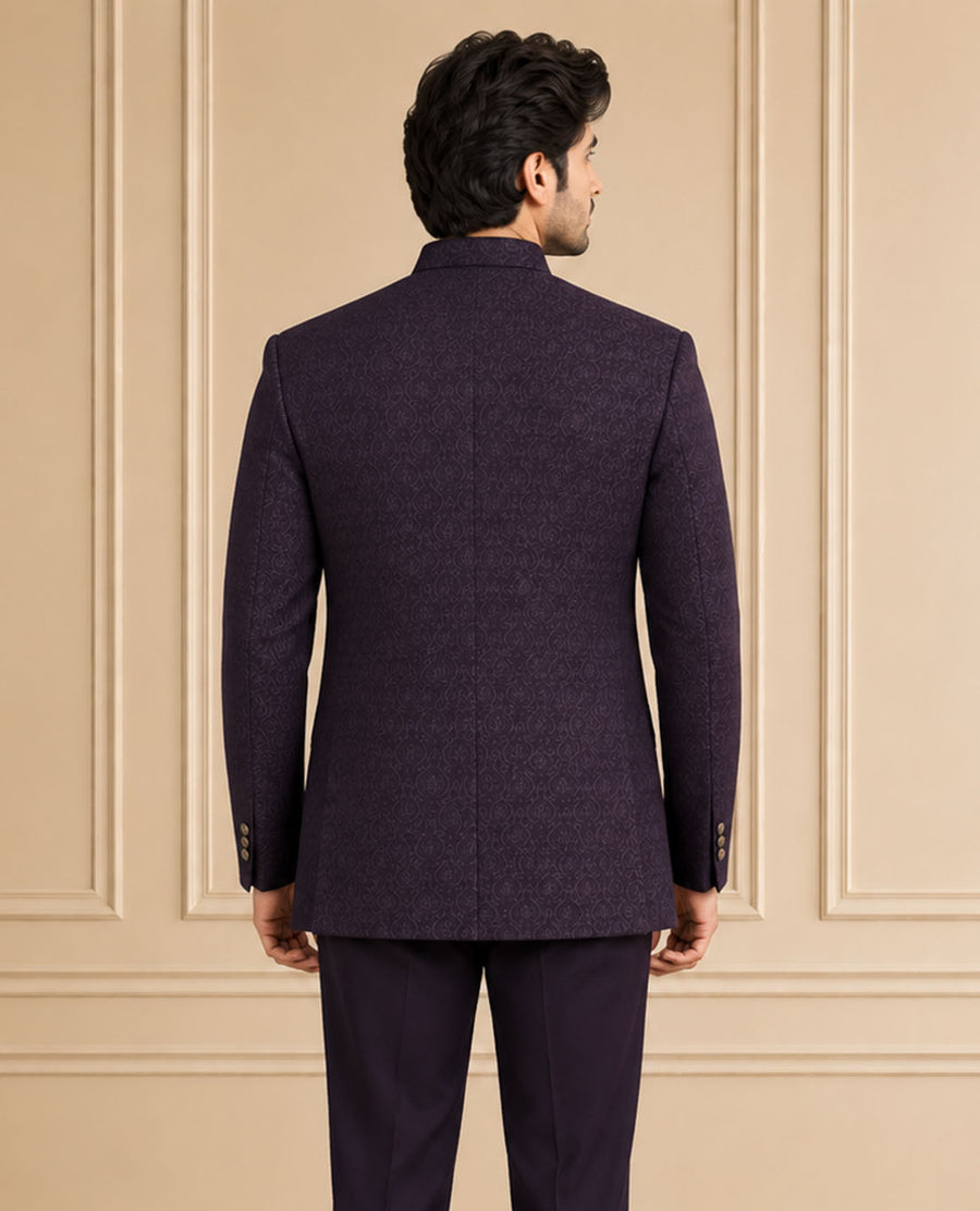 Japanese Jaquard Self Textured Jodhpuri Suit 3Pc Ahaan