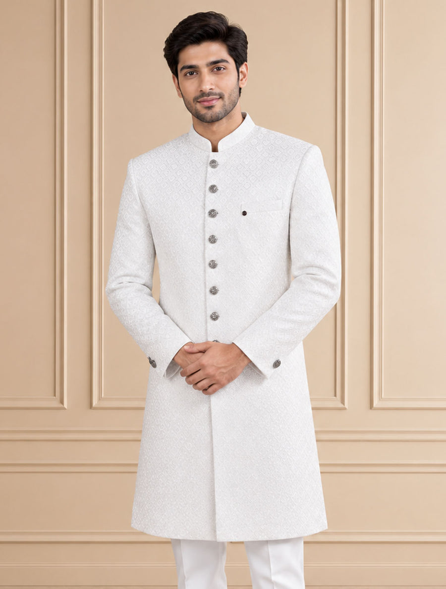 Jaquard Self Textured Indo Western 2Pc Saras