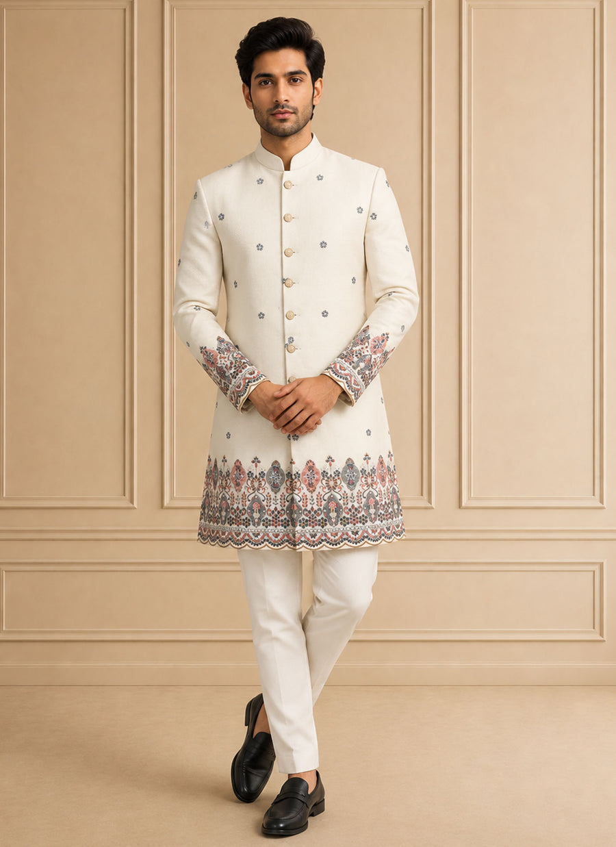 Silk Blend Embroidered Indo Western 2Pc Urvan