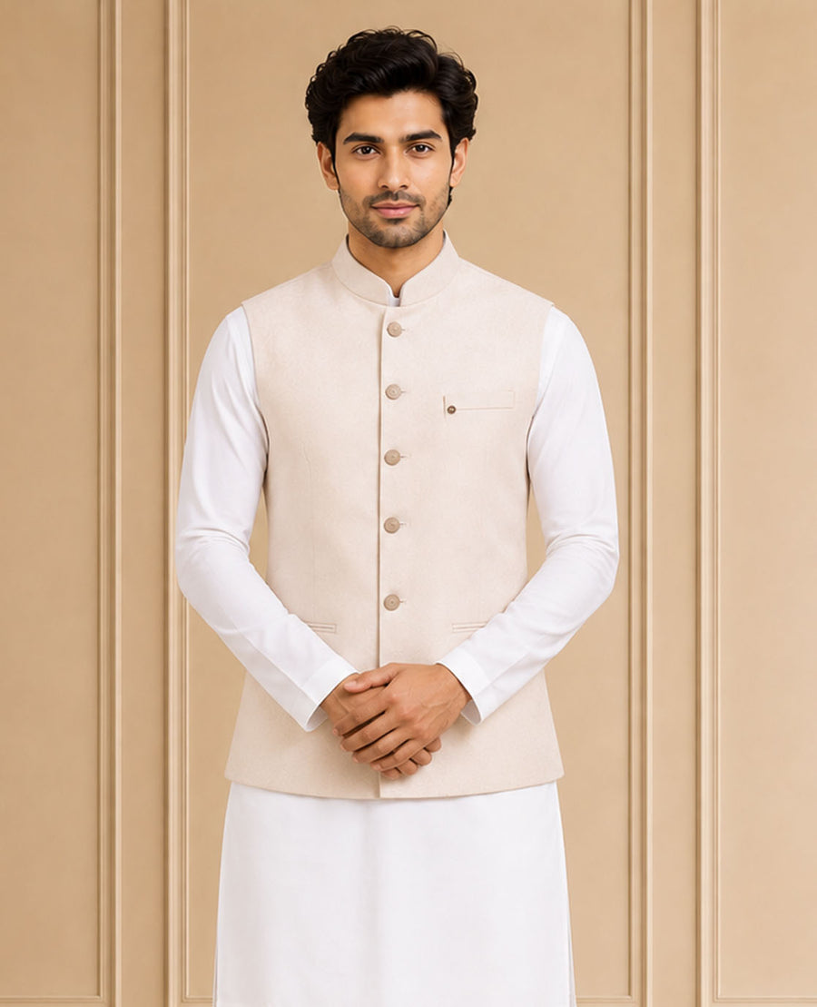 Jaquard Self Textured Jawahar Jacket 1Pc Divyam