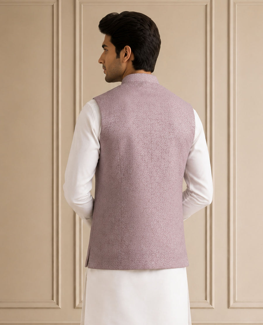 Jaquard Self Textured Jawahar Jacket 1Pc Divyam