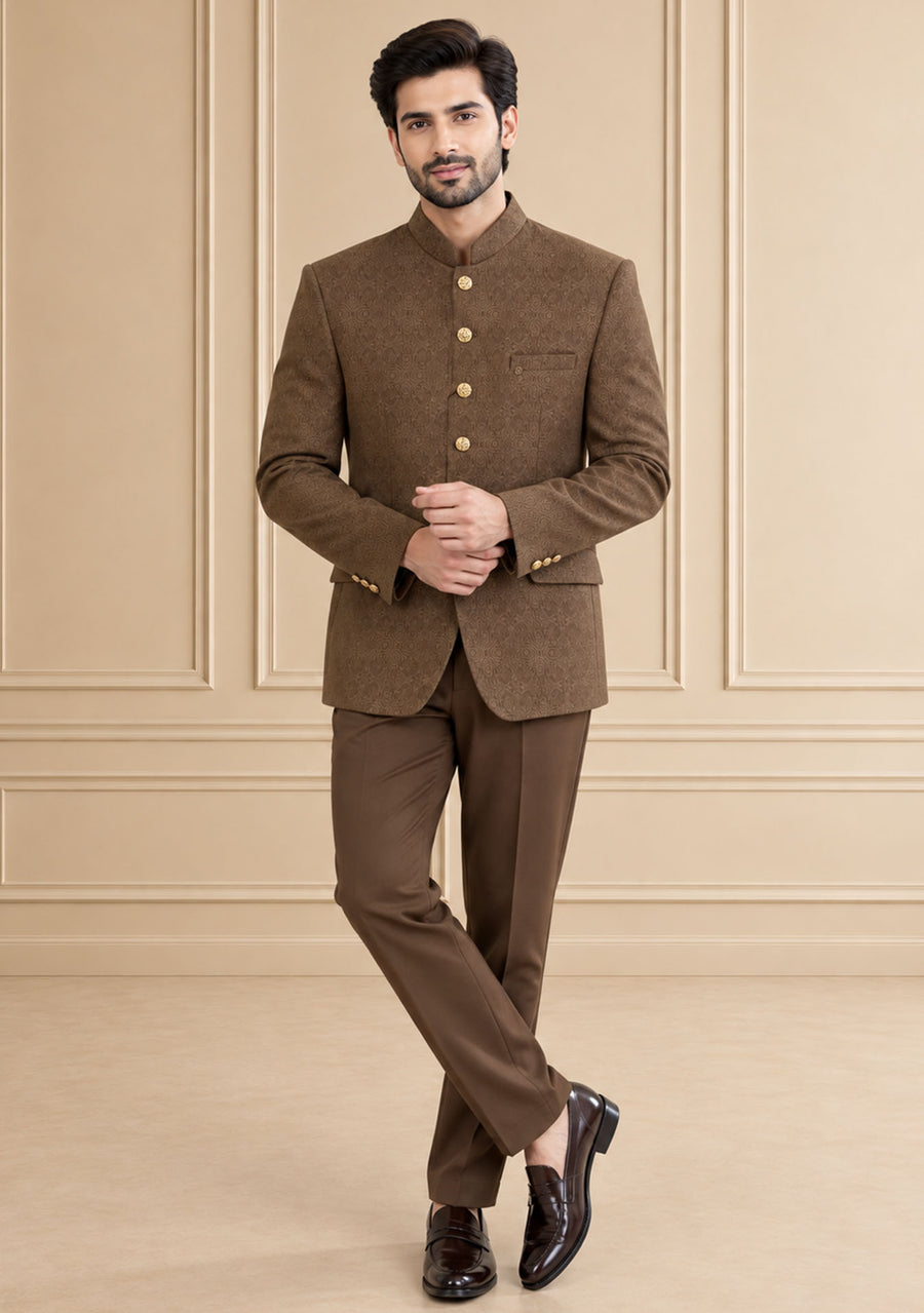 Jaquard Self Textured Jodhpuri Suit 2Pc Shardul