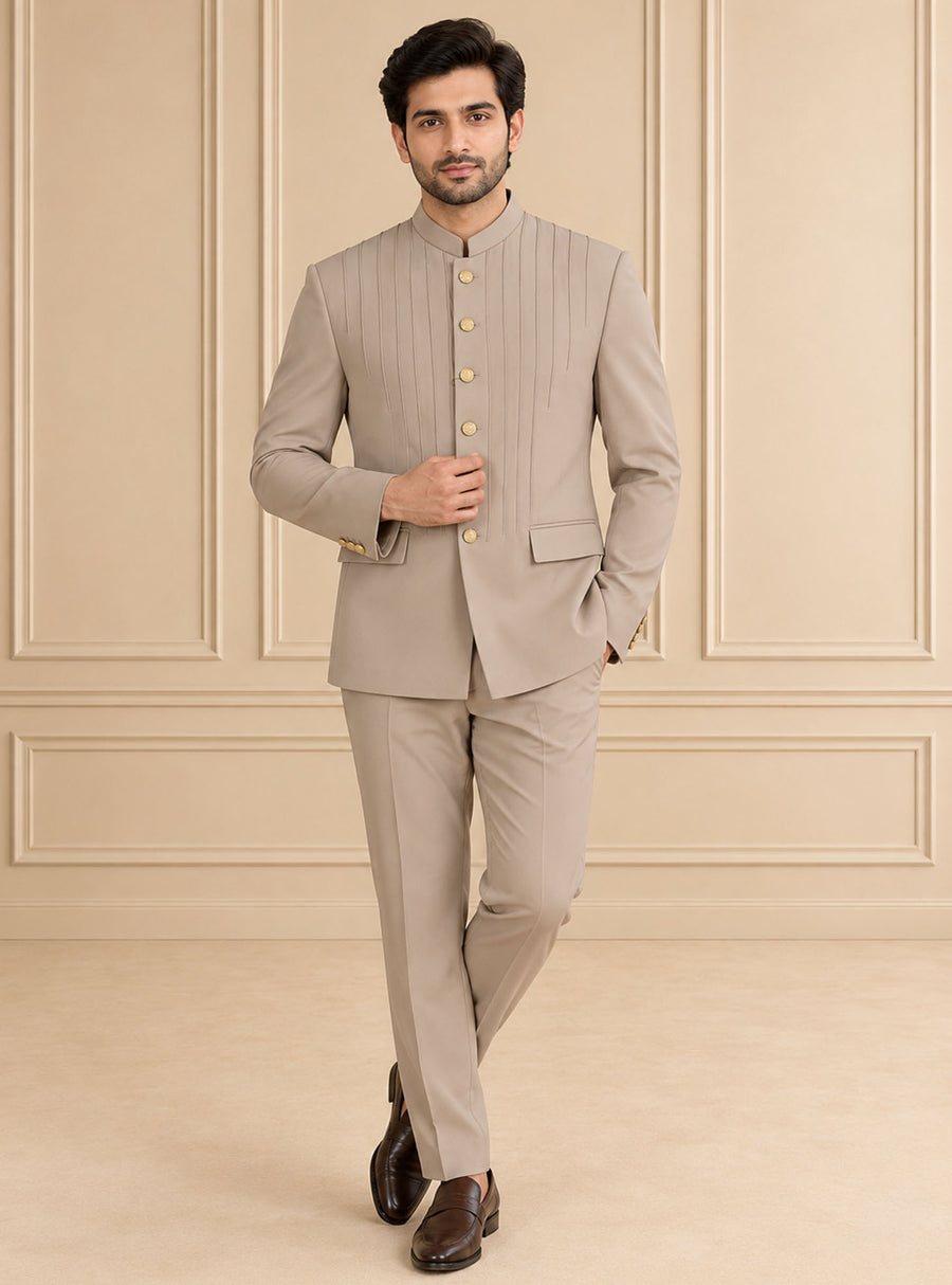 Japanese Suiting Solid, Plain Jodhpuri Suit 2Pc Krishiv