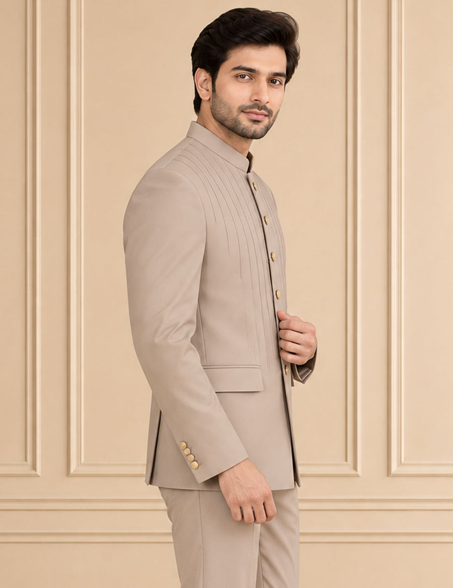Japanese Suiting Solid, Plain Jodhpuri Suit 2Pc Krishiv