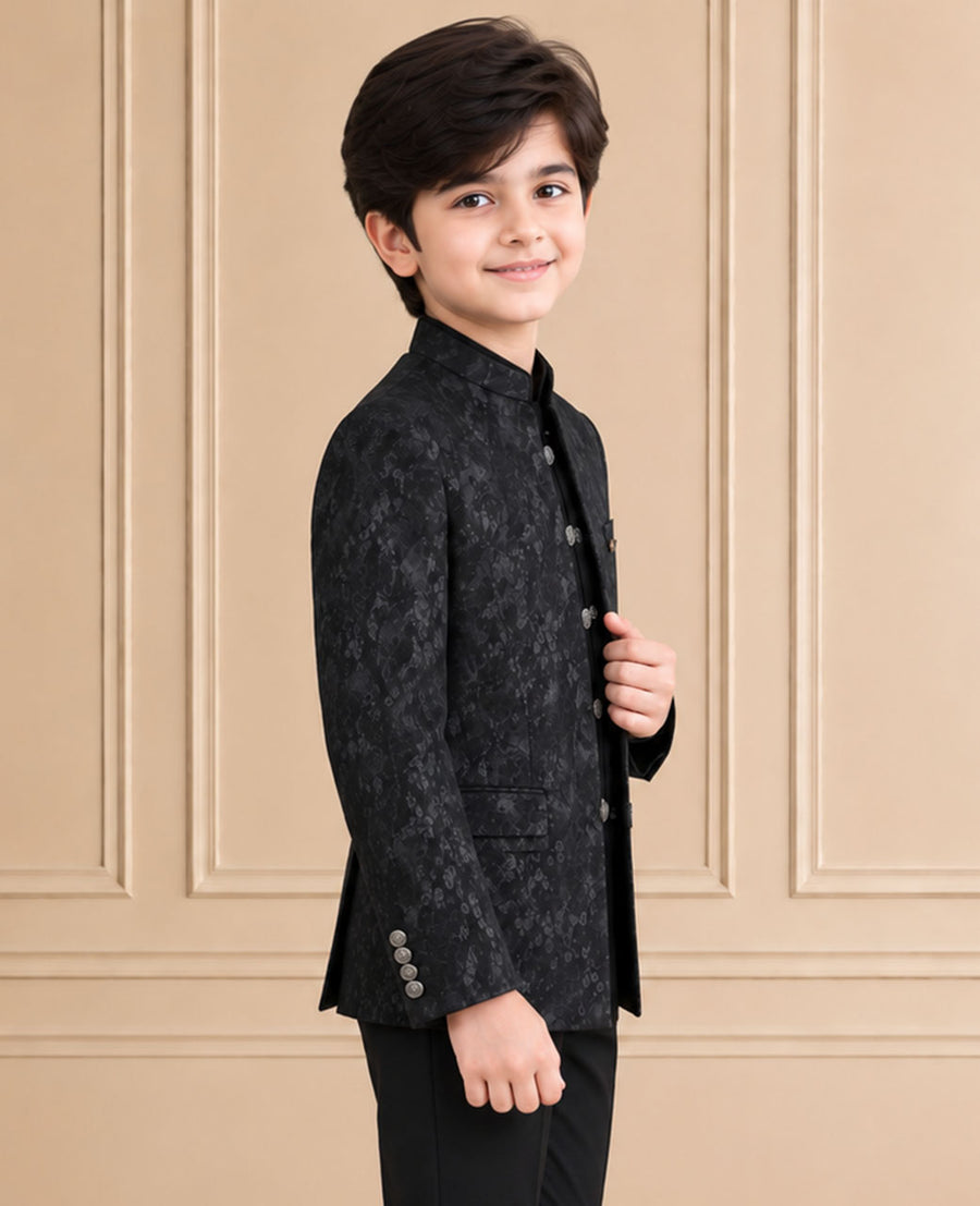 Jaquard Self Textured Kids Jodhpuri Suit 3Pc Nihaal