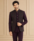 Velvet & Japanese Self Textured Jodhpuri Suit 2Pc Rajas