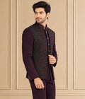 Velvet & Japanese Self Textured Jodhpuri Suit 2Pc Rajas