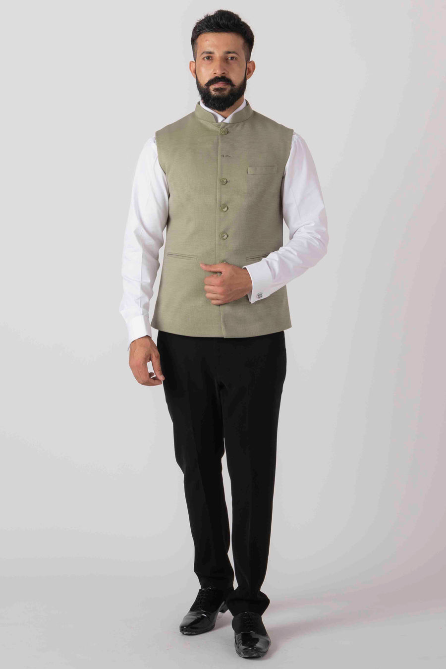Shop Mehandi Green PLAIN JAWAHAR JACKET online - 01-266 Shop Mehandi Green PLAIN JAWAHAR JACKET online - 01-266