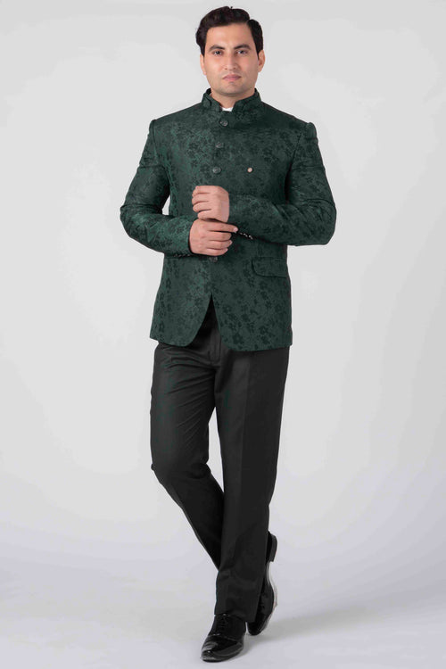 Buy Green Cotton Silk Lycra Plain Overlapping Panel Bandhgala And Pant Set  For Men by Naintara Bajaj Online at Aza Fashions.