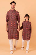 MLS Navy Blue Twinning Kurta Pajama Print