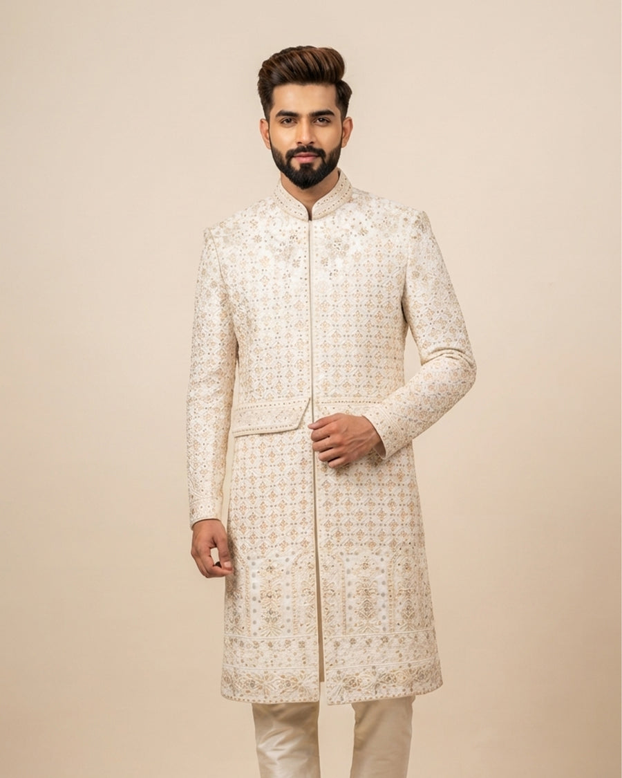 MLS EMBROIDERED SHERWANI 1PC