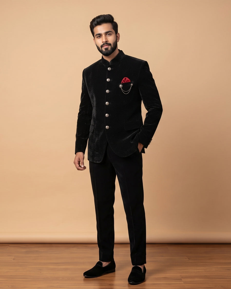 MLS VELVET JODHPURI SUIT 2PCS
