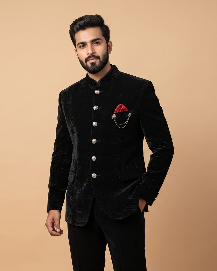 MLS VELVET JODHPURI SUIT 2PCS