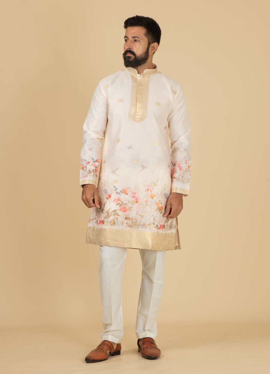 MLS EMBROIDERED KURTA PAJAMA 2PCS