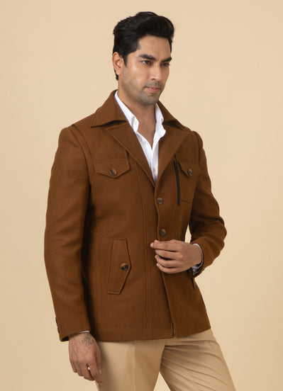 Shop Mocha Cargo Coat 1Pcs 14127 Online