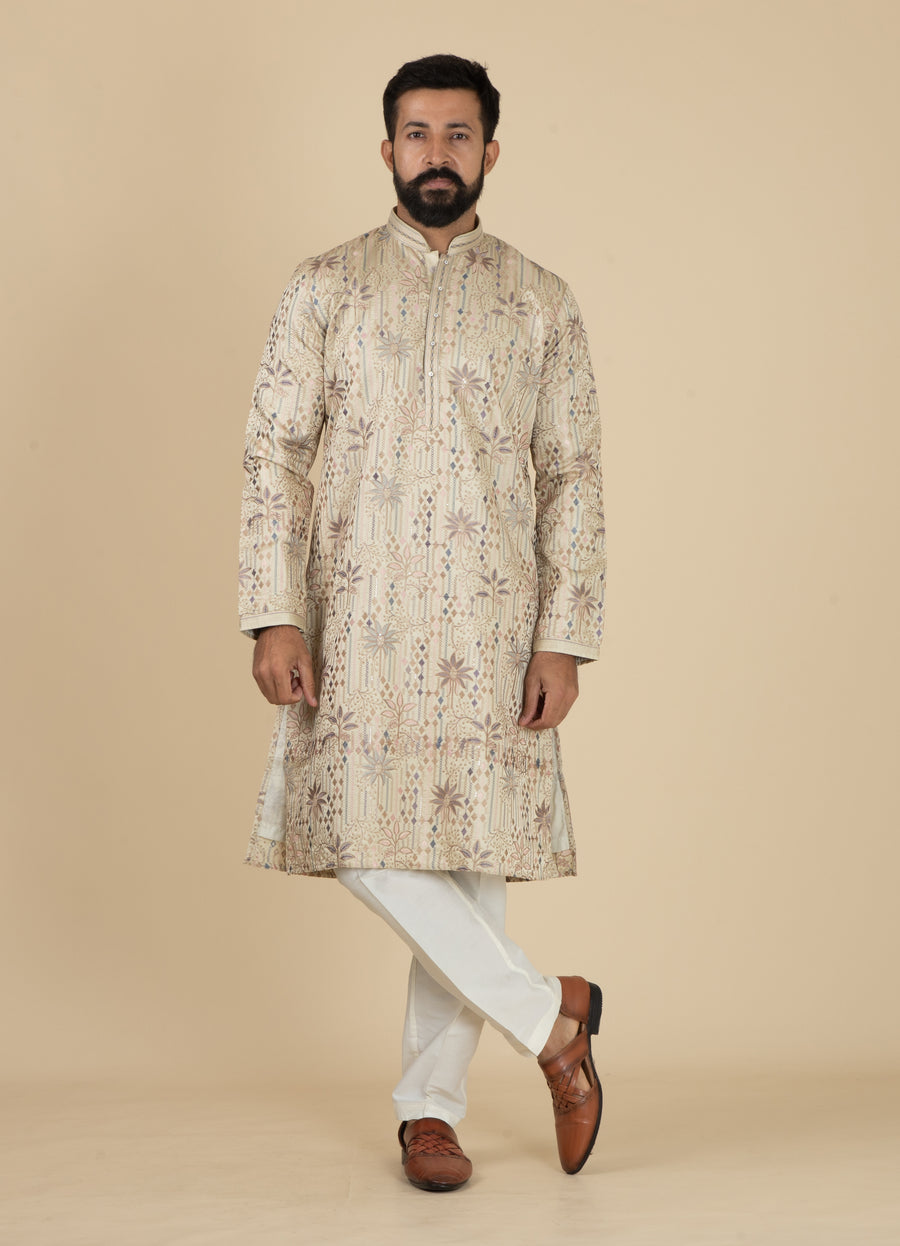 MLS EMBROIDERED KURTA PAJAMA 2PCS