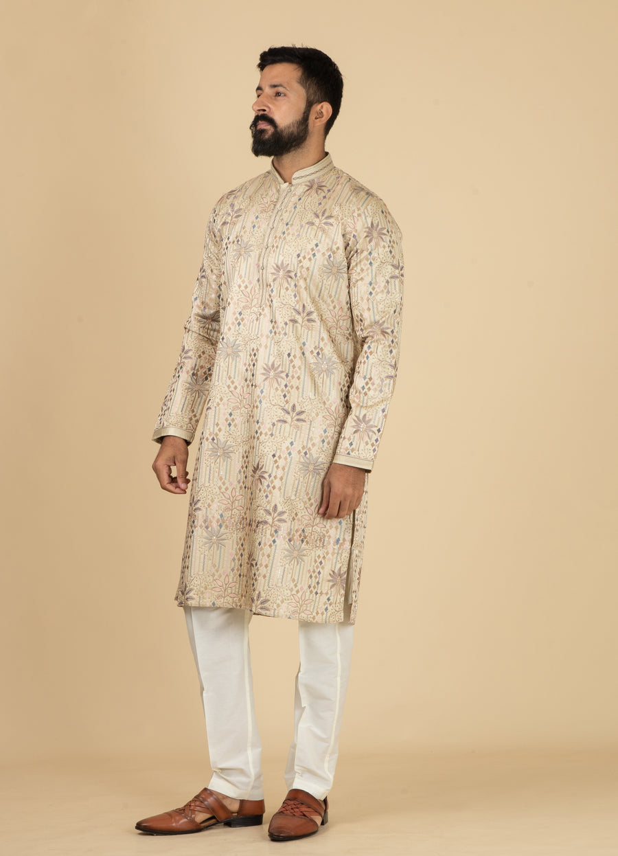 MLS EMBROIDERED KURTA PAJAMA 2PCS