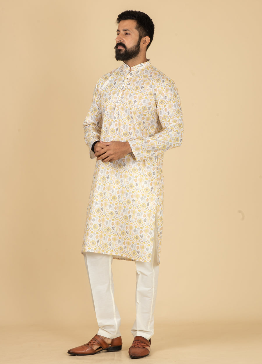 MLS PRINTED KURTA PAJAMA 2PCS