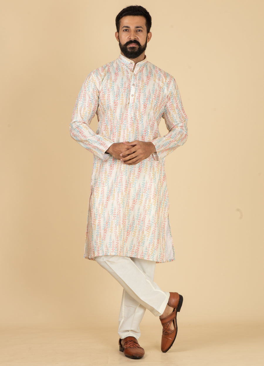 MLS PRINTED KURTA PAJAMA 2PCS
