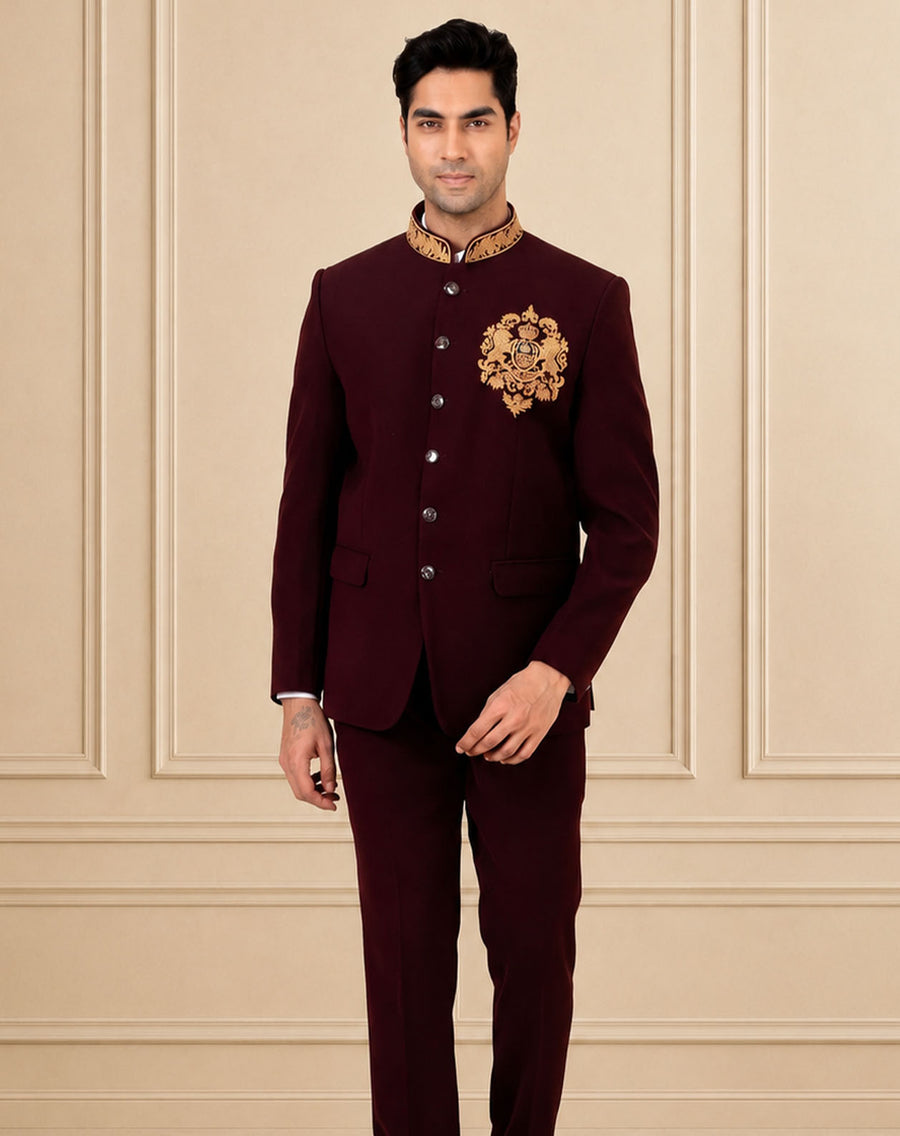 MLS EMBROIDERED JODHPURI SUIT 2PCS