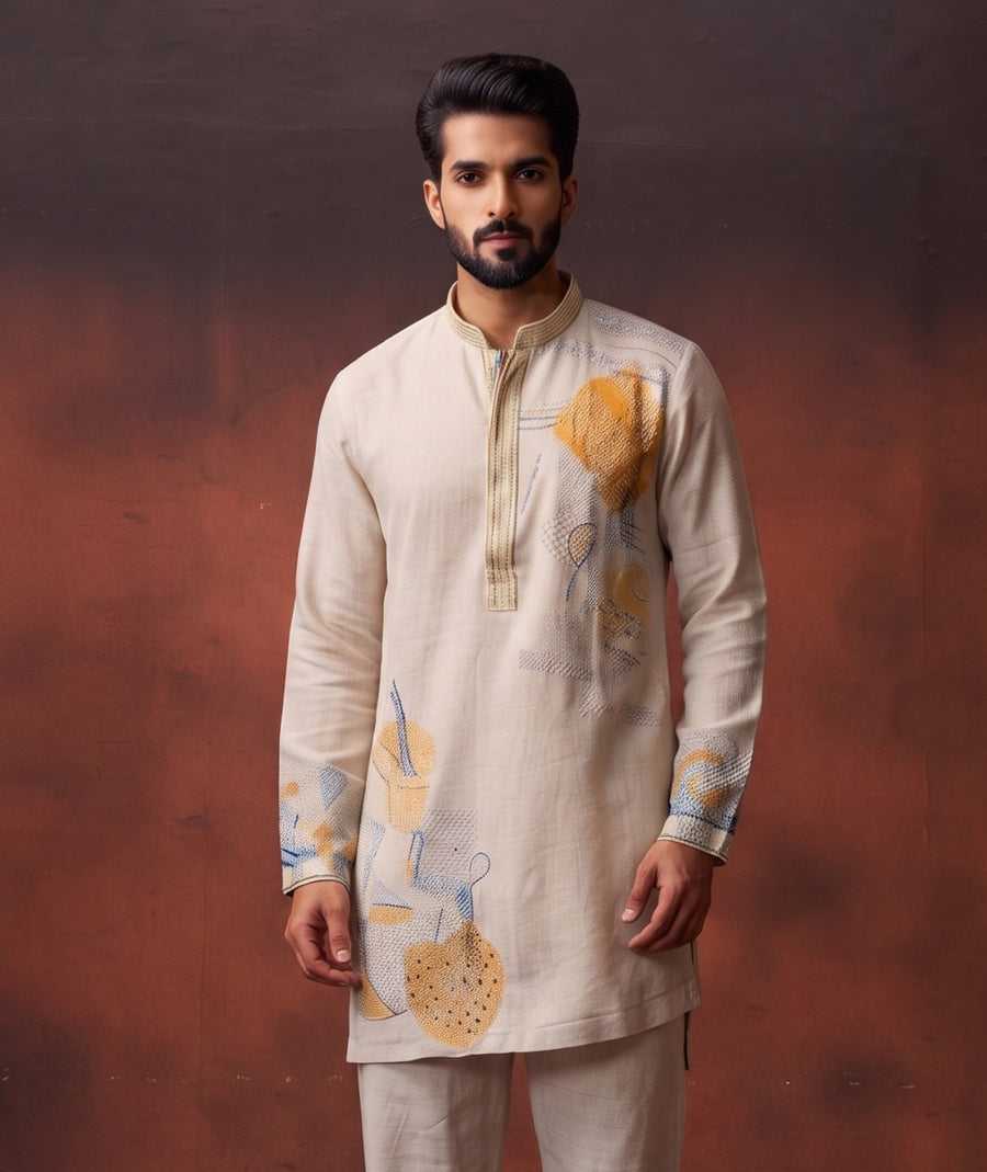 MLS EMBROIDERED KURTA PAJAMA 2PCS