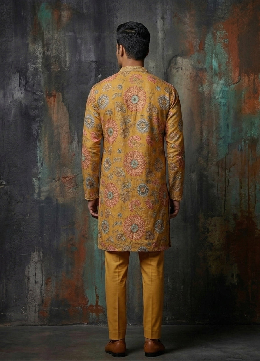 MLS EMBROIDERED KURTA PAJAMA 2PCS