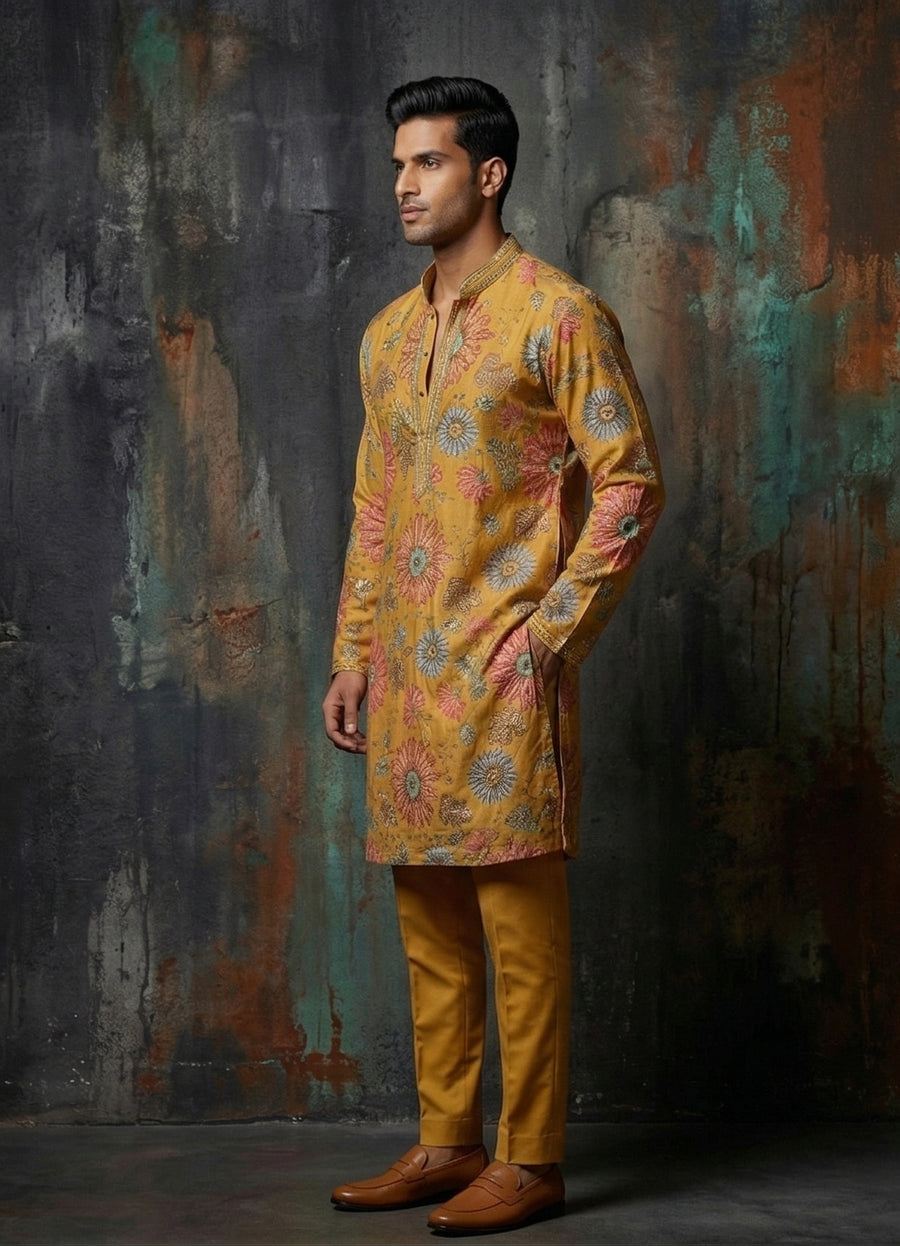 MLS EMBROIDERED KURTA PAJAMA 2PCS