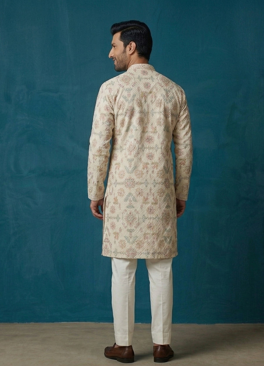MLS EMBROIDERED KURTA PAJAMA 2PCS