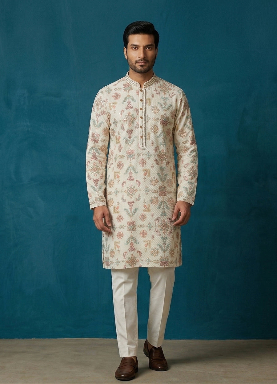 MLS EMBROIDERED KURTA PAJAMA 2PCS