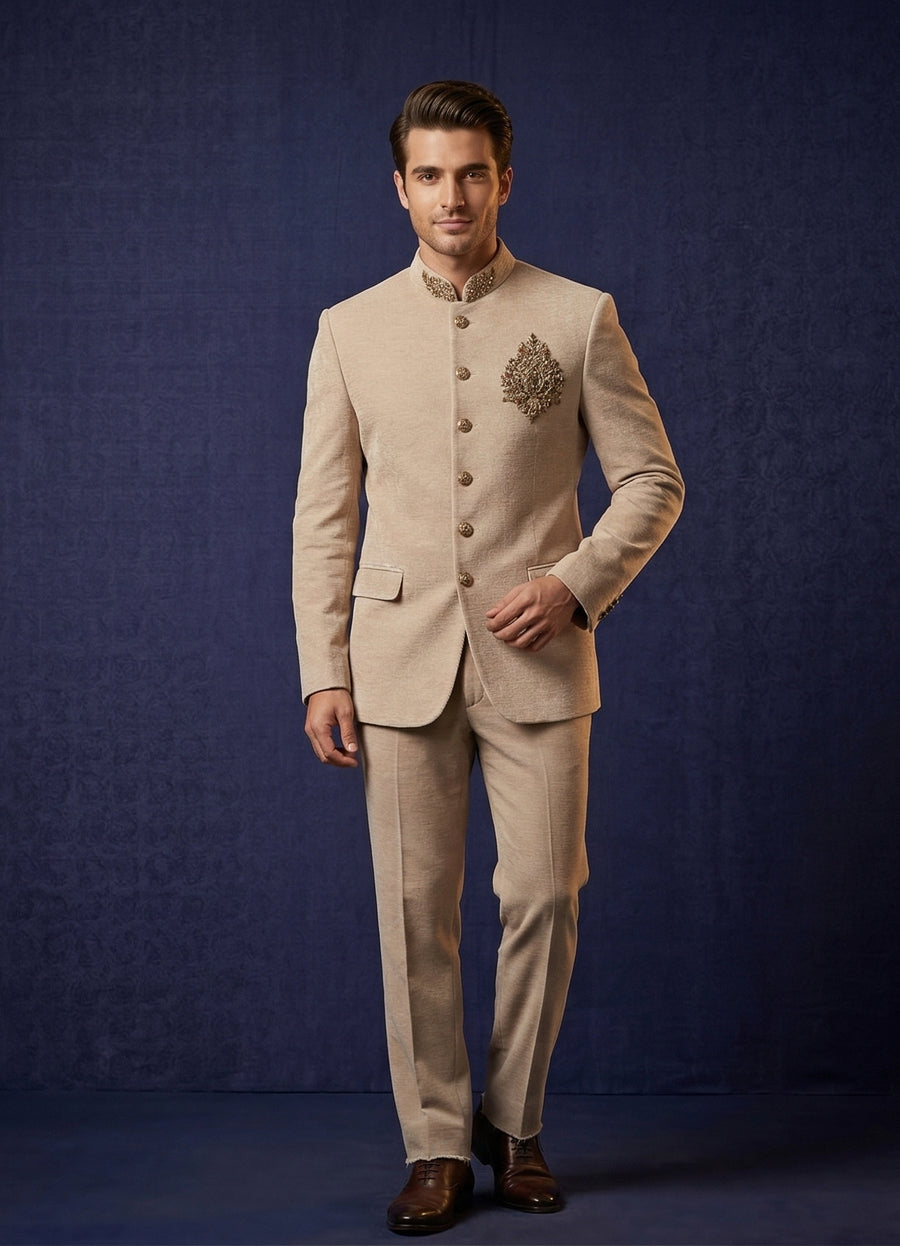 MLS EMBROIDERED JODHPURI SUIT 2PCS