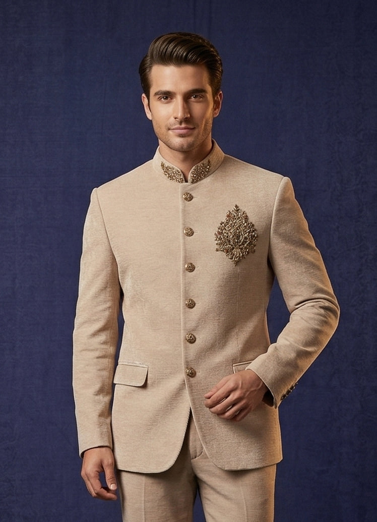 MLS EMBROIDERED JODHPURI SUIT 2PCS