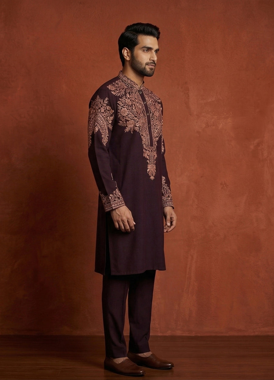 MLS EMBROIDERED KURTA PAJAMA 2PCS