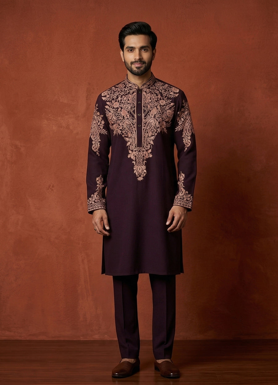 MLS EMBROIDERED KURTA PAJAMA 2PCS