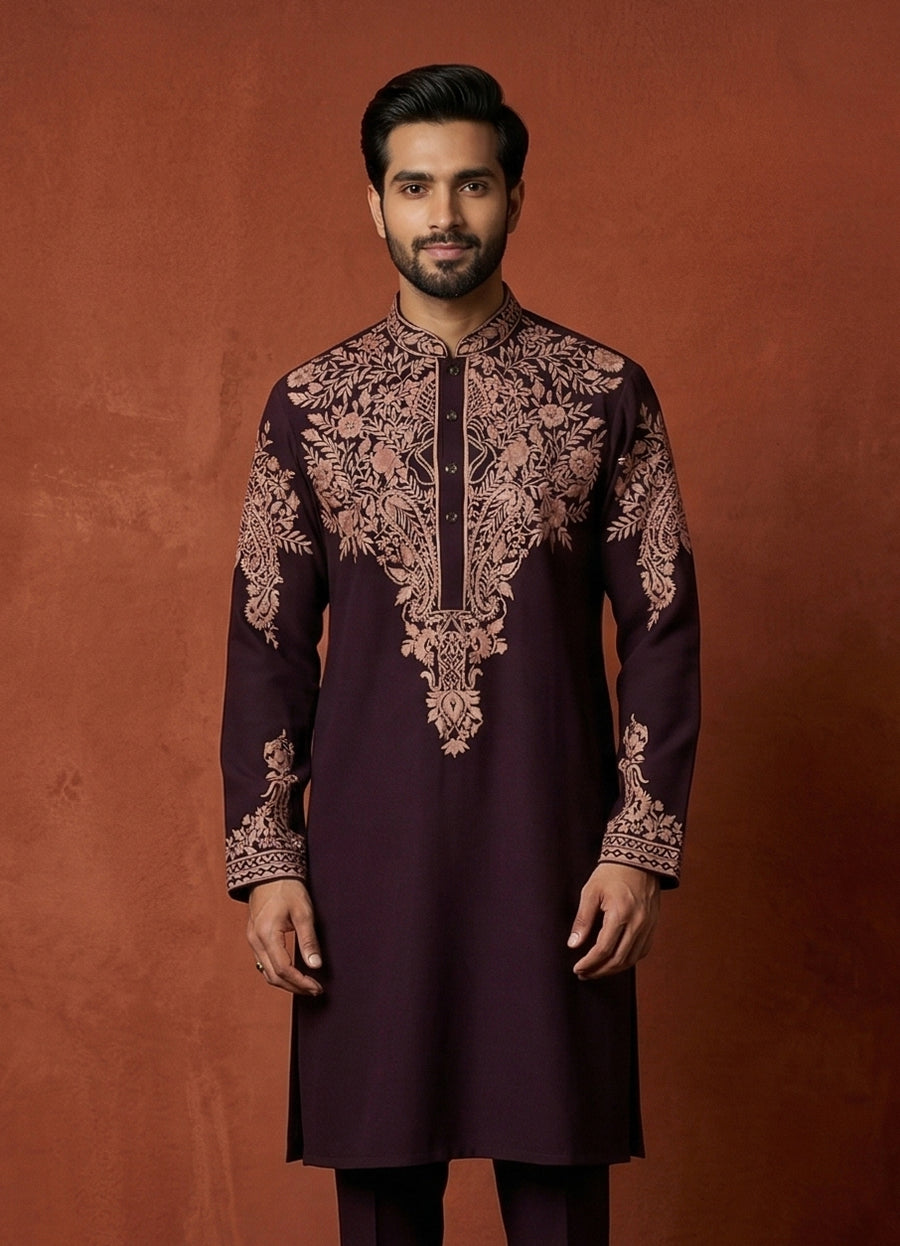 MLS EMBROIDERED KURTA PAJAMA 2PCS