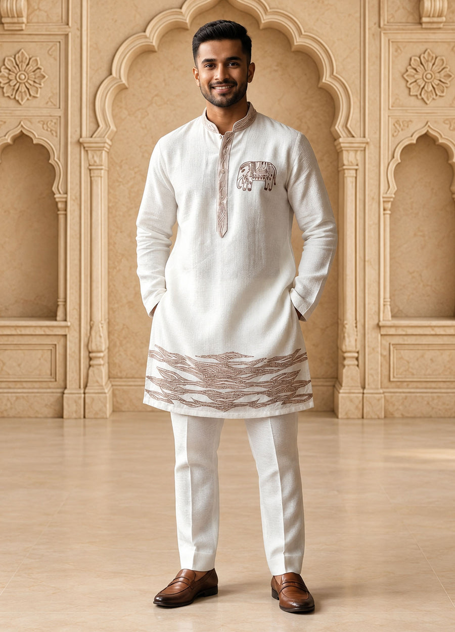MLS EMBROIDERED KURTA PAJAMA