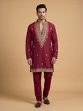 Silk Blend Embroidered Kurta Pajama 2Pc Gul-E-Rang