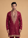 Silk Blend Embroidered Kurta Pajama 2Pc Gul-E-Rang