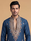 Silk Blend Embroidered Kurta Pajama 2Pc Gul-E-Rang