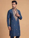 Silk Blend Embroidered Kurta Pajama 2Pc Gul-E-Rang