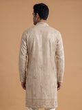Light Gold Silk Blend Embroidered Kurta Pajama 2Pc Anmol