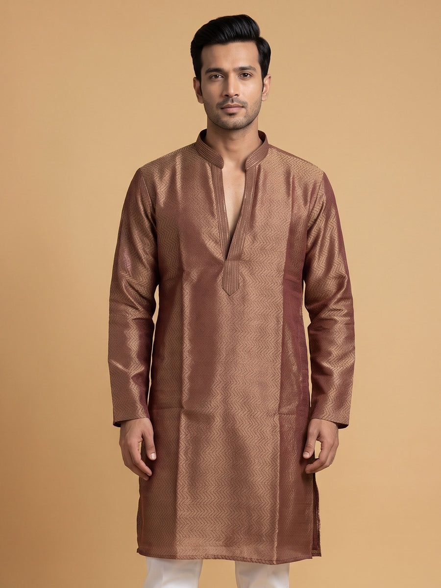 Silk Slend Self Embroidered Kurta Pajama 2Pc Prince